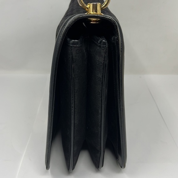 Gucci 1970s Vintage Blondie Logo Black Canvas and Leather Shoulder Bag - Picture 10 of 16